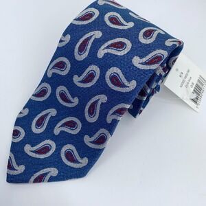 Eton Tie Mens One Size Blue Paisley Silk Classic Luxury Necktie Italy Made NWT